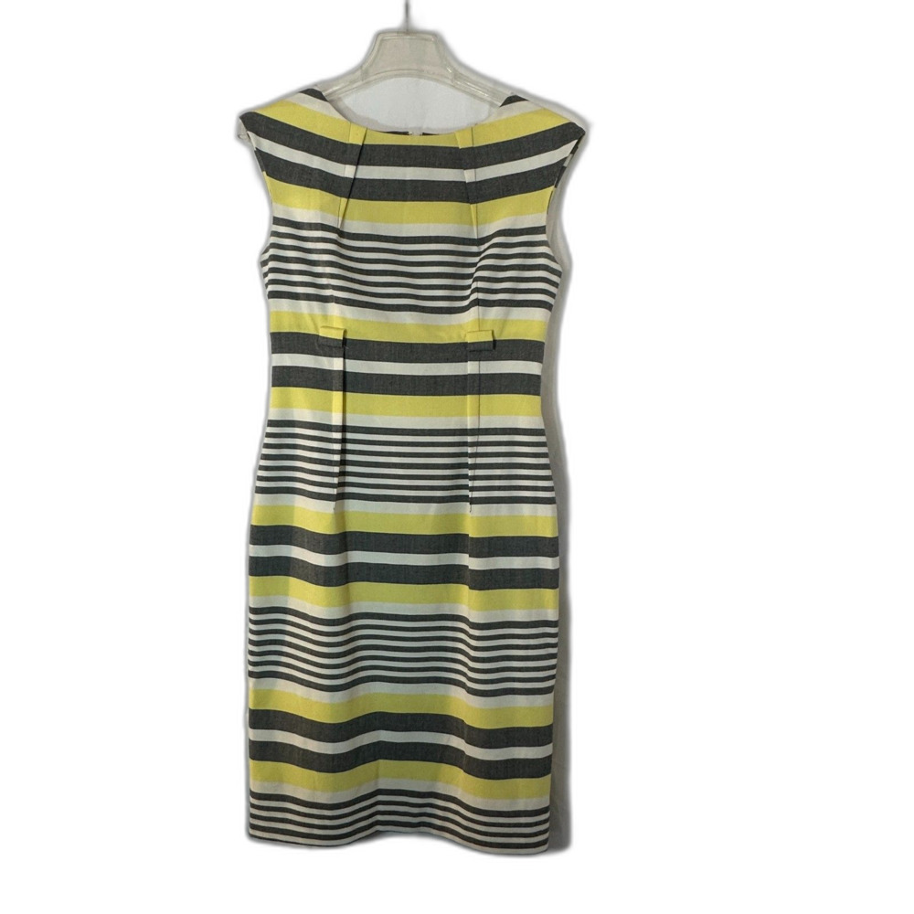 Calvin Klein Gray White and Yellow Striped Mini Dress Bodycon